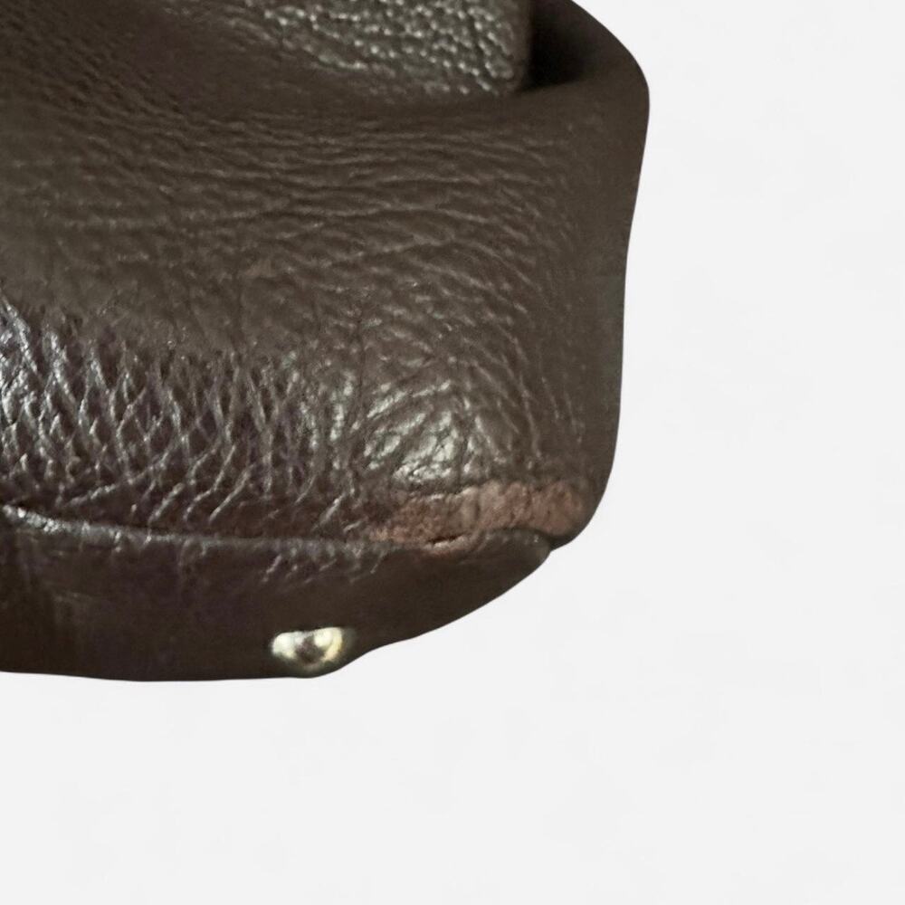 Vintage 90s Chocolate Brown Leather Satchel Quiet Luxury Small Bag - Picture 7 of 10